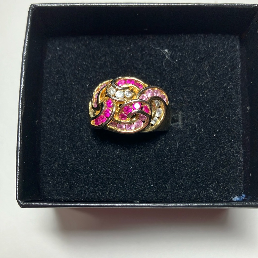 Technibond Original Pink and Clear CZ Gold Ring